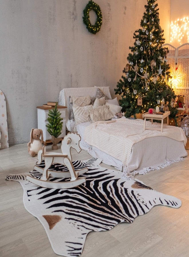 MustMat Zebra Rug for Living Room Decor(4.6ft x 6.6ft) - Faux Fur Animal Print Carpet in Black and White - Perfect for Bedroom, Office, or Nursery - Image 4